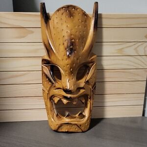 Vintage Filipino Tribal Art Hand Carved Wooden Ifugao Bakunawa Dragon Mask